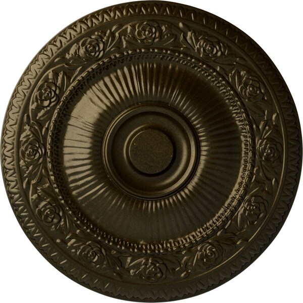 Ekena Millwork Neuveau Ceiling Medallion (Fits Canopies up to 6 3/8"), Hand-Painted Green Gold, 24 1/4"OD x 2"P CM24NAGGS - main